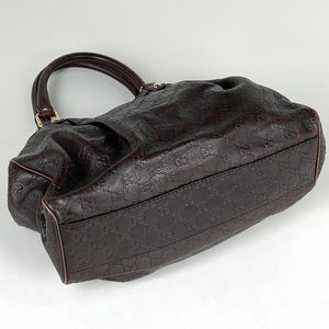 Gucci Signature Handbag sima Brown GG Pattern Shima Leather
